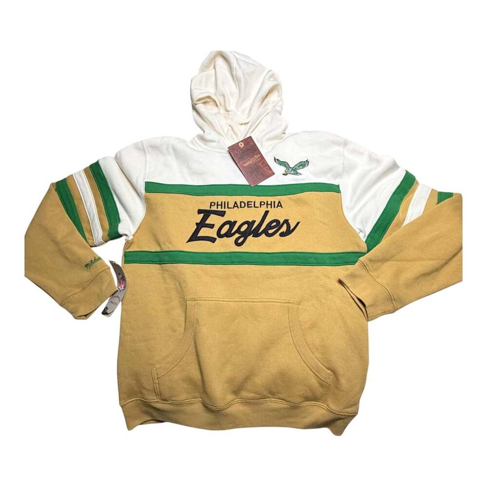 Mitchell and Ness Philadelphia Eagles Boys CREAM Head Coach Hoodie - 133404469,